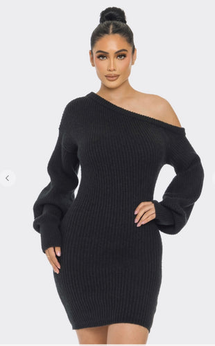 Off shoulder sweater dress