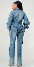 Load image into Gallery viewer, Denim wave jumpsuit